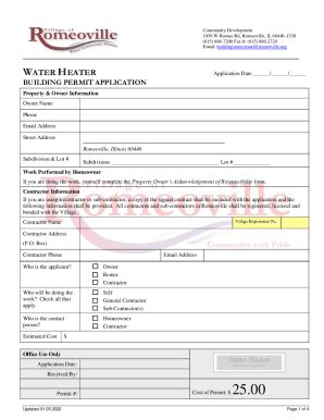 Fillable Online Water Heater Building Permit Application Fax Email