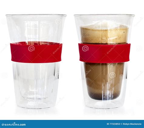 Glass Coffee Cup Empty And Full Isolated Stock Image Image Of Coffee