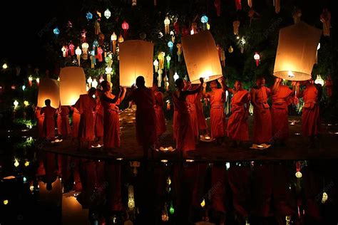 Loy Krathong Festival Celebration In Chiang Mai Thailand On November