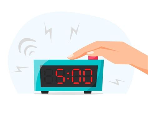 Premium Vector Waking Up Early Morning Turn Off Ringing Alarm Clock