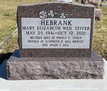 Mary Elizabeth Hebrank Weil Stiver 1941 2021 Find A Grave Memorial