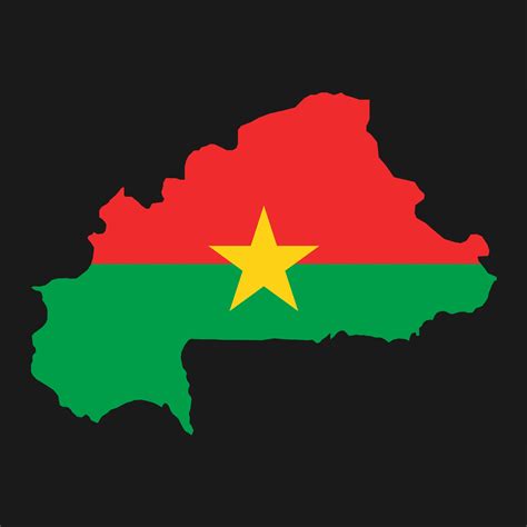 Burkina Faso Mapa Silueta Con Bandera Sobre Fondo Negro Vector