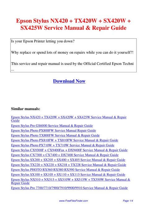 Epson Stylus Nx420 Service Manual Download - renewassociation