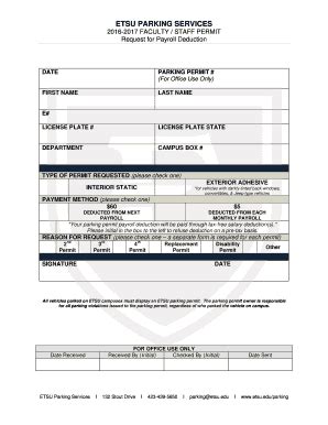 Fillable Online Etsu Fs Permit Payroll Deduction Form Etsu Edu Etsu