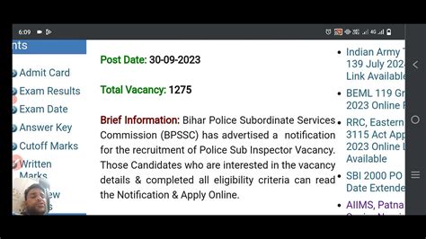 Bihar Police Sub Inspector Recruitment Bpssc Si Recruitment