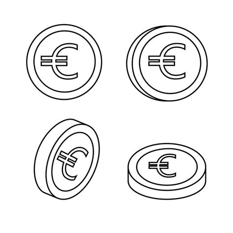 Euro icon handful of coins in line style. Vector illustration 13439930 ...