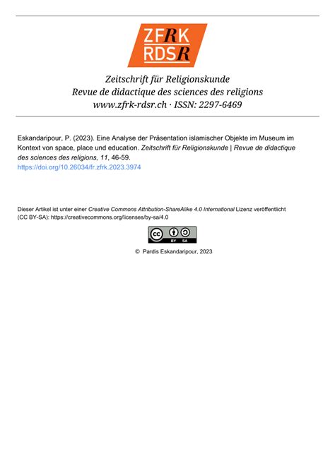 PDF Eine Analyse der Präsentation islamischer Objekte im Museum im