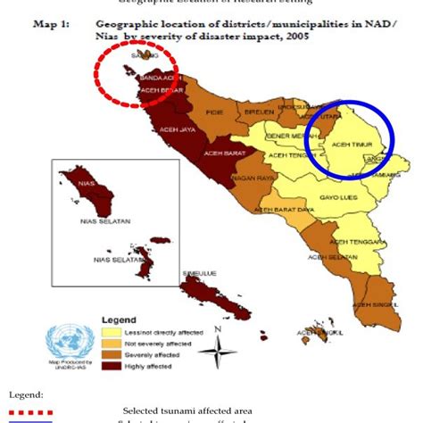 Geographic location of tsunami impact of districts/municipalities in ...