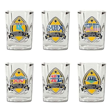 Pittsburgh Steelers 6 Time Super Bowl Champs Shot Glass Set Pittsburgh Steelers Shot Glass