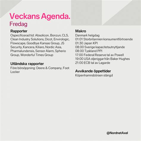 Axel Karlsson On Twitter Veckans Agenda