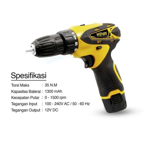 Promo KOVA Mesin Bor Baterai Tangan Cordless Drill 12V Diskon 11 Di