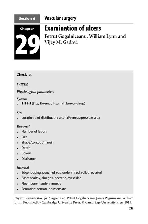 Examination Of Ulcers Chapter Physical Examination For Surgeons