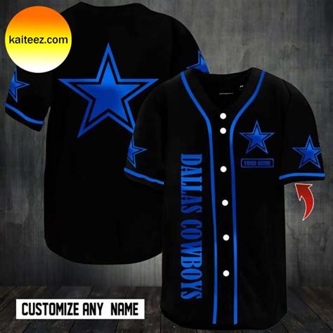 Dallas Cowboys Logo In Blue and Black Baseball Jersey - Kaiteez