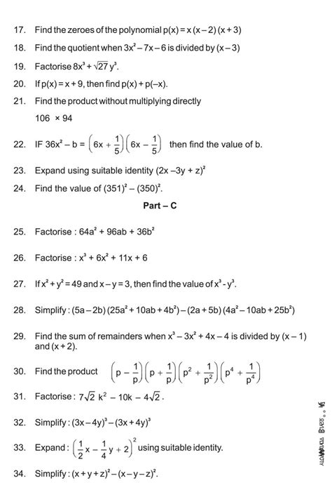 Class 9 Maths Polynomials Notes All Important Notes