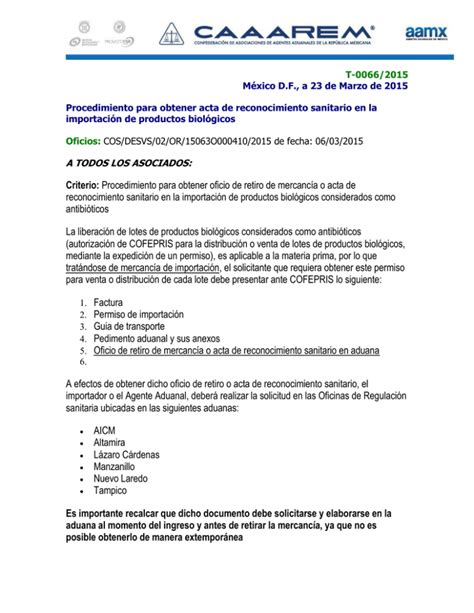 Procedimiento para obtener oficio de retiro de mercancía o acta de