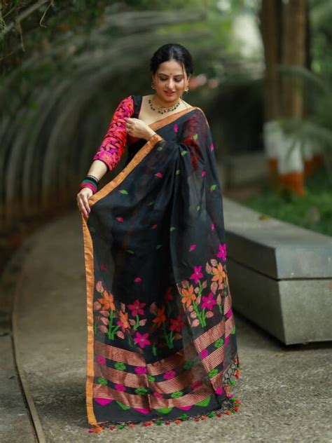 Buy Linen Jamdani Sarees Online In India Loomfolks