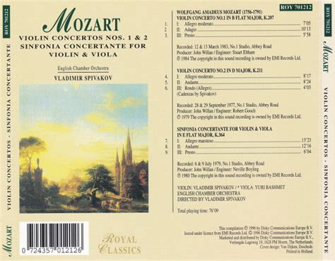 Wolfgang Amadeus Mozart English Chamber Orchestra Vladimir Spivakov