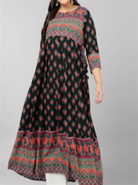 Buy Kipek Women Black Ethnic Motifs Printed Anarkali Kurta Kurtas For