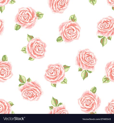 Seamless pattern with pink roses Royalty Free Vector Image