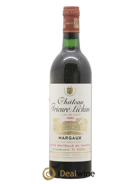 Acheter Château Prieuré Lichine 4ème Grand Cru Classé 1981 lot 138792