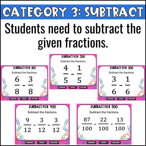 Add And Subtract Fractions Game Show Th Grade Math Review Game Nf