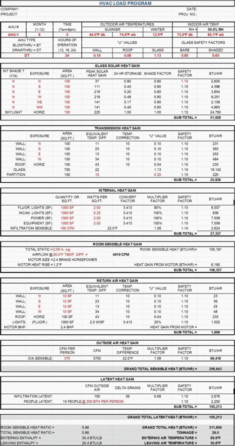 Hvac Load Calculation Spreadsheet — db-excel.com