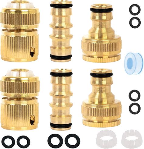 Abimars 8 Pack Brass Garden Hose Tap Connector Kit For Join Garden Hose