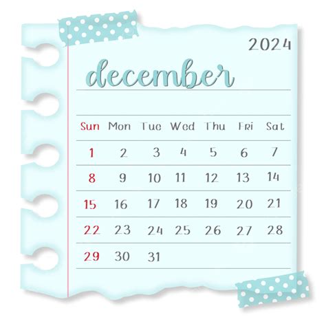 December 2024 Calendar Note Paper 2024 Monthly Calendar December Png