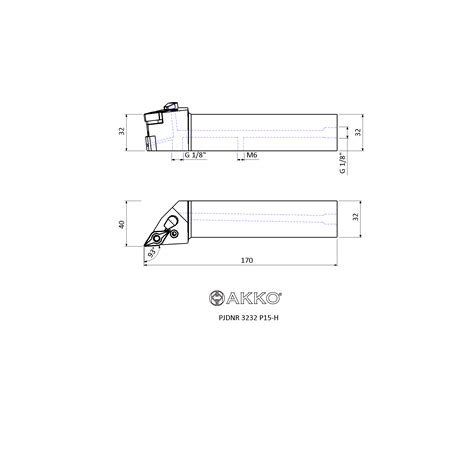 PDJNR 3232 P15 H P SYSTEM EXTERNAL TURNING TOOLHOLDERS AKKO METAL