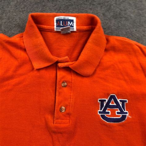 Vintage Auburn Tigers Polo Shirt Mens Xl Orange Solid Embroidered Ncaa