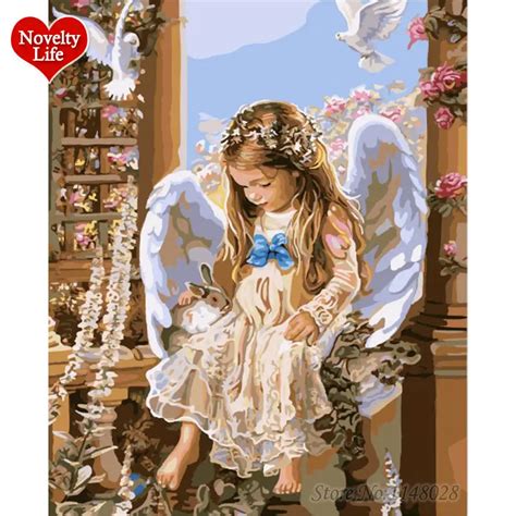 Frame Prayed Girl Oil Painting By Numbers Angel DIY Paint On Wall Kit