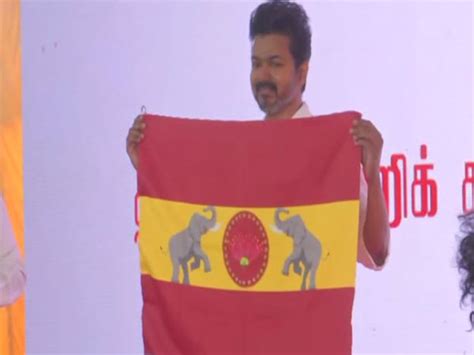 Actor Vijay Unveils Tamilaga Vettri Kazhagam Party Flag In Chennai