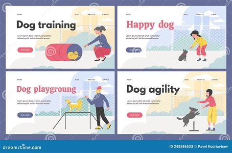 Website Banner Templates Set about Dog Training and Agility Flat Style Stock Vector ...