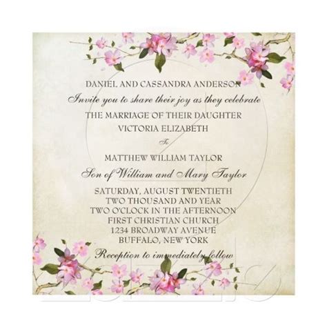 Japanese Cherry Blossom Wedding Invitation Zazzle Cherry