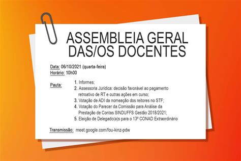 Assembleia Geral Nesta Quarta Debater Decis O Favor Vel Ao