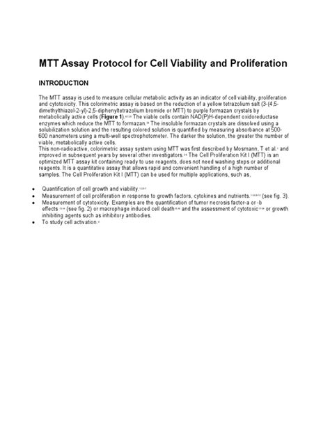 Mtt Assay Protocol For Cell Viability And Proliferation Pdf Biology