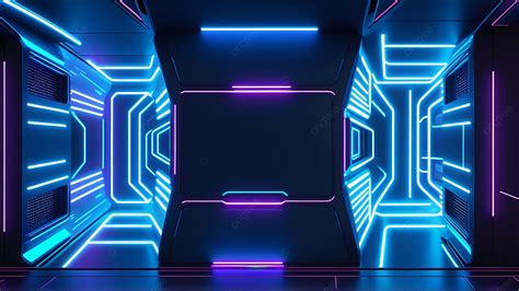 Sci Fi Futuristic Blue Cyber Modern Neon Led Background Wallpapers