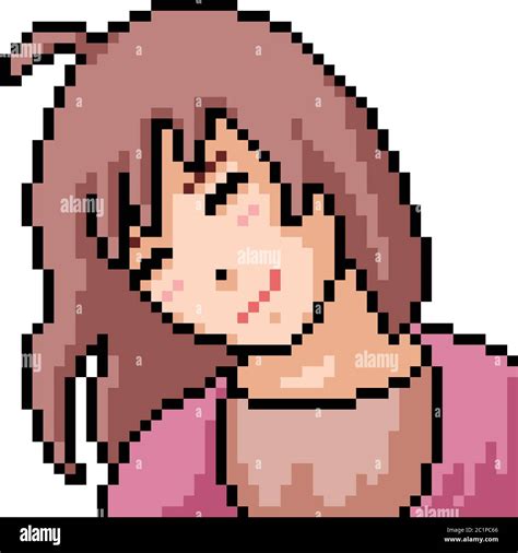 Vector Pixel Art Anime Girl Isolated Cartoon Stock Vector Image And Art