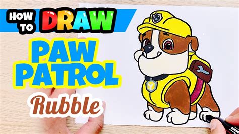 How To Draw Rubble From Paw Patrol Kids Drawing Easy Step By Step