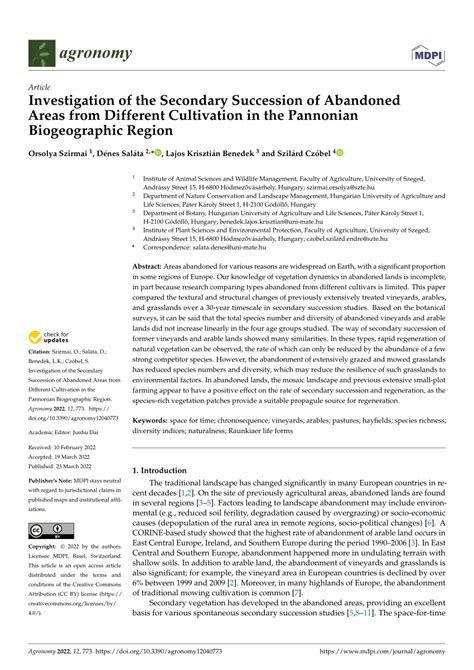 (PDF) Investigation of the Secondary Succession of Abandoned Areas from ...