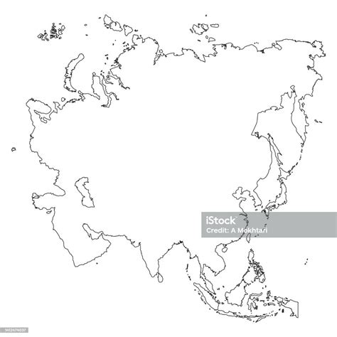 Asia Map With Outline Stock Illustration - Download Image Now - Icon ...