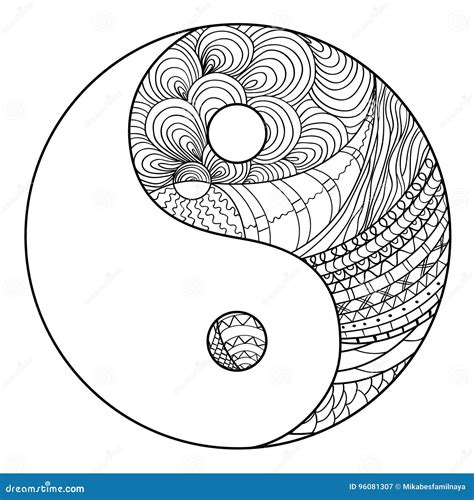 Yin and Yang. Zentangle. Zen Art Stock Vector - Illustration of circle, hipster: 96081307