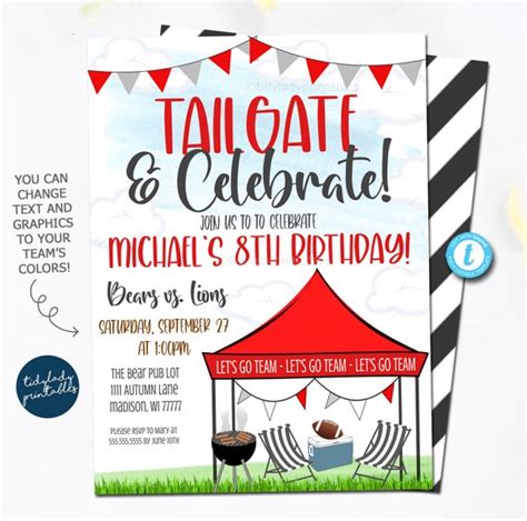 Football Tailgate Birthday Invitation Touchdown Party Tailgate Party