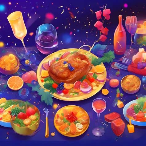 Premium Photo Happy New Year Eve Table Dinner Illustration Image Ai