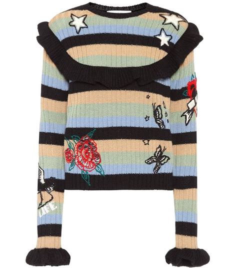 Valentino Embroidered Wool Sweater Mytheresa Ropa Bordado