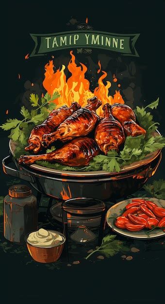 Premium Photo Tandoori Chicken Dish Poster With Tandoor Oven And