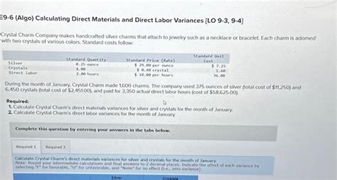 Solved Algo Calculating Direct Materials And Direct Chegg