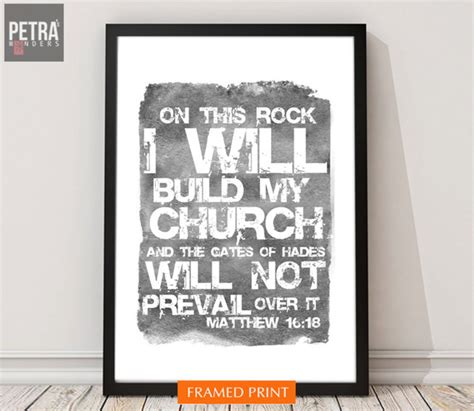 Bible Verse Print on This Rock I Build My Church Print Christian Home ...