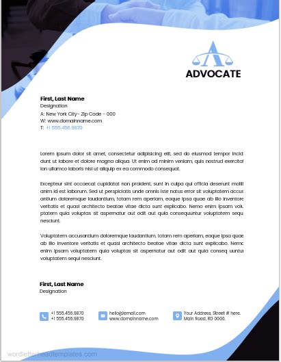 5 Best Advocate Office Letterhead Templates Edit Print