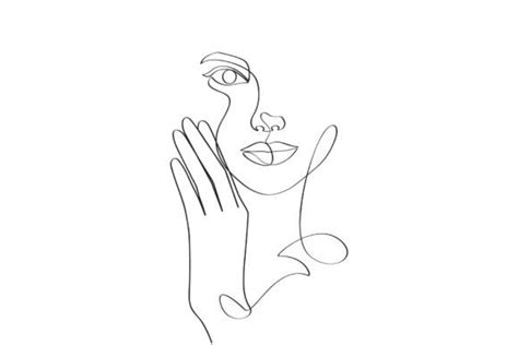 Minimalist Woman Face With Hand Line Art Graphic By Subujayd · Creative